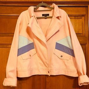 Pink Moto Style Denim Jacket